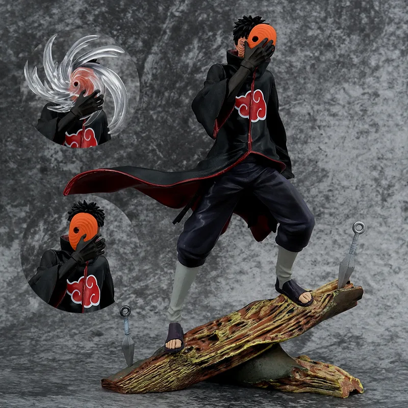 26Cm Naruto Anime Figure Gk Uchiha Tobi Obito Head Intercambiabile Action Figurine In Pvc Statua Collezione Modello Giocattoli Desktop Per Regali
