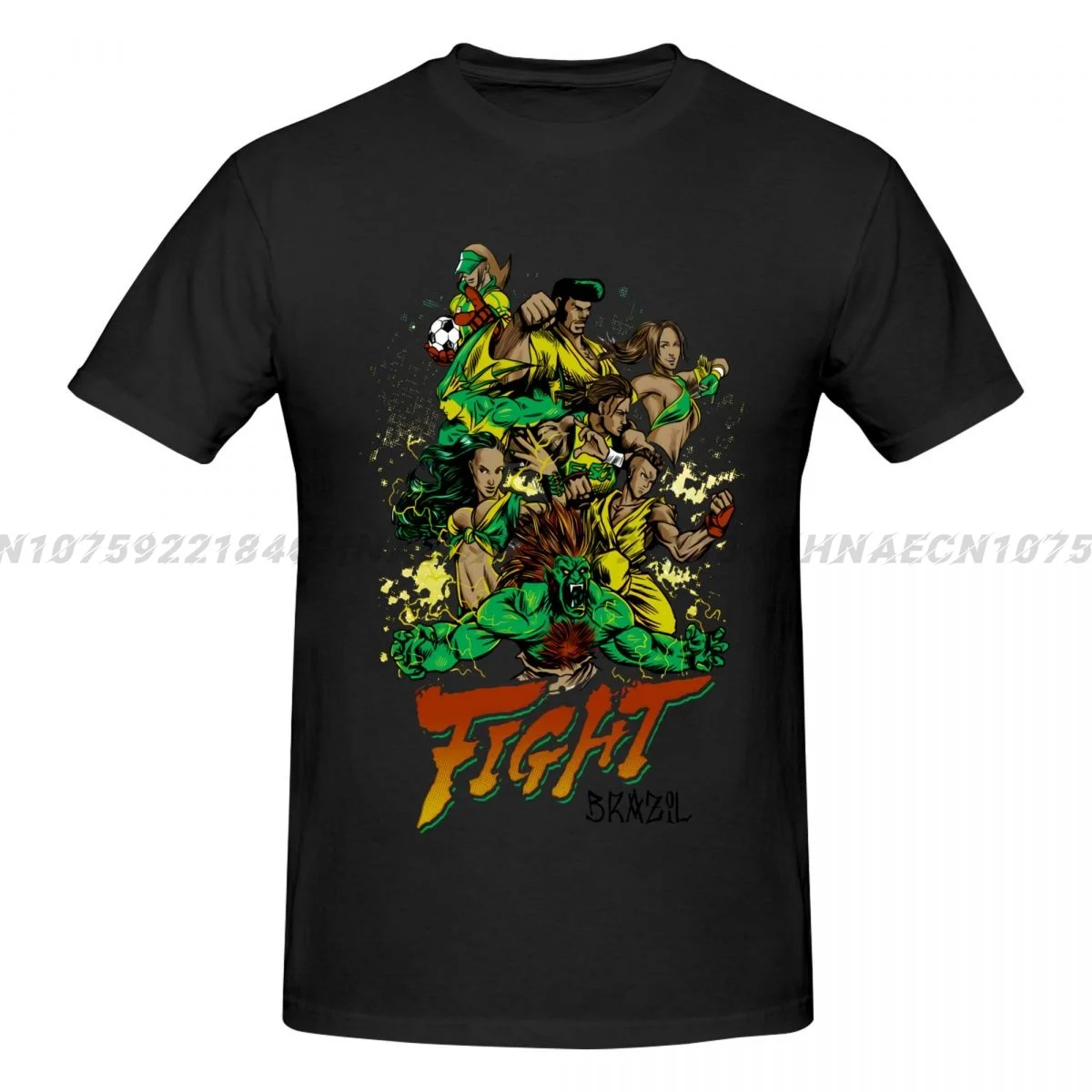T-Shirt Strade Fighters Fight Brazil Print Magliette Da Uomo Top Y2K Harajuku Top Street Fashion