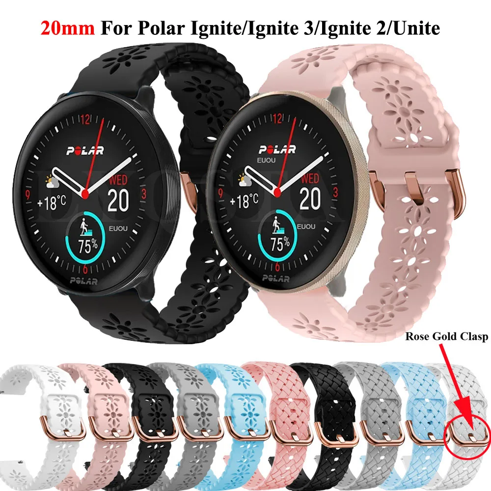 Nuovo Cinturino In Silicone Da 20Mm In Pizzo Per Polar Ignite 3/Ignite 2 Smartwatch Wristband Per Polar Unite/Polar Ignite Correa