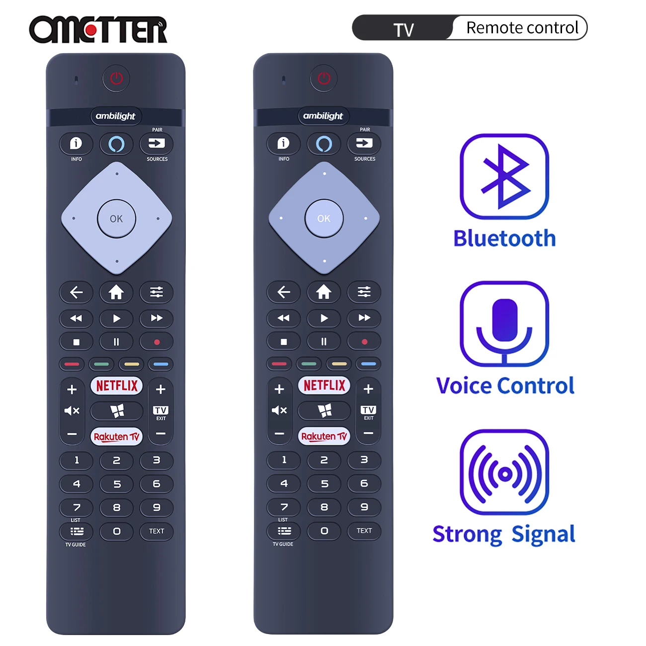 Adatto Per Telecomando Tv Philips Voice Ambilight 43 Pus8105 50 Pus7855 70 Pus7855 Rc4154405/01R