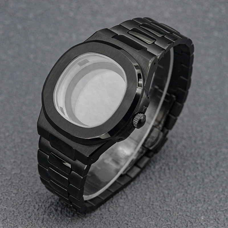 42Mm Seiko Black Nautilus Watch Case Crown At 3.0 Fit 7 S26 7 S36 4 R35 4 R36 Nh35 Nh36 Pt5000 Giappone Movimento Automatico Sostituire La Custodia