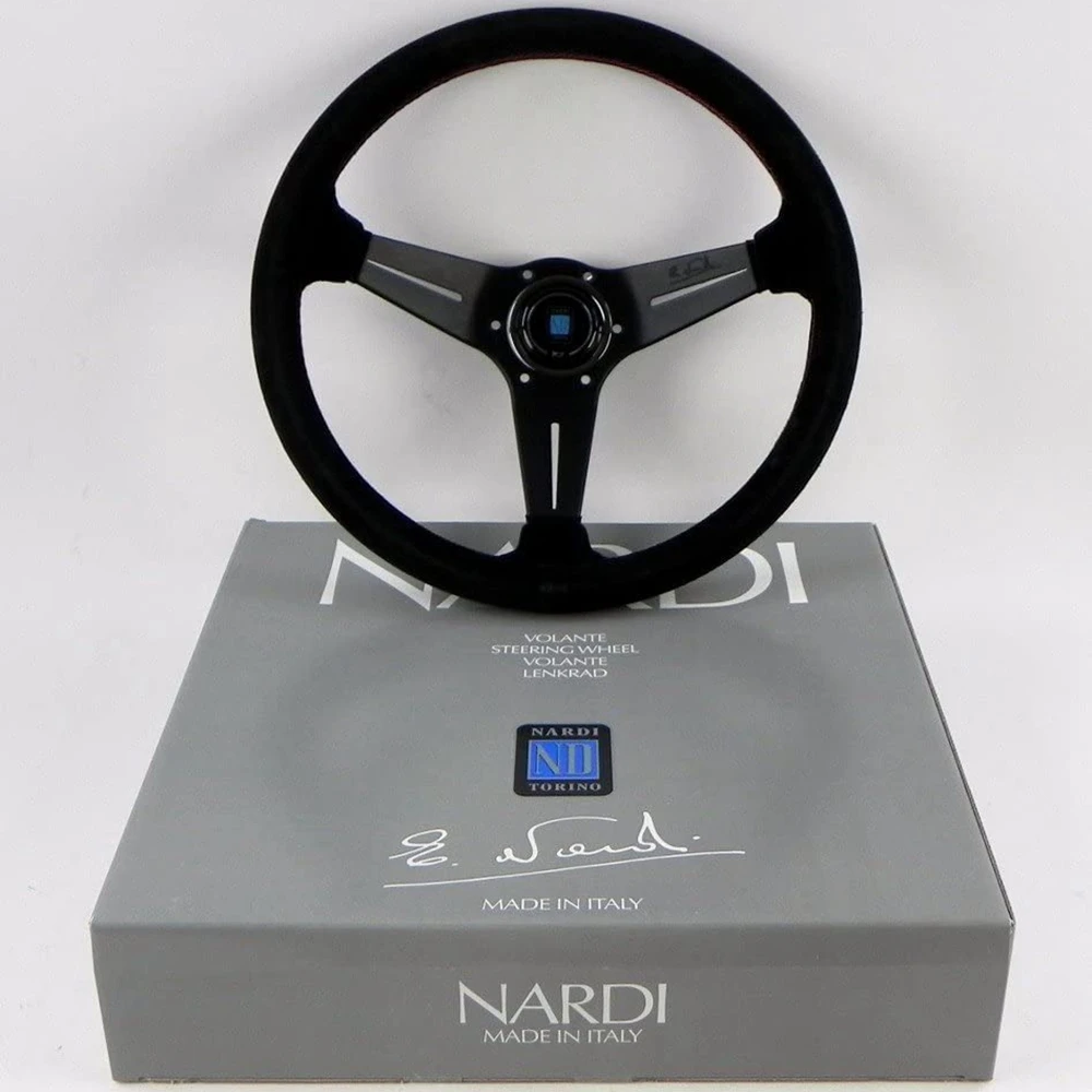 Jdm 350Mm Racing Nardi Volante Universale Auto Drift In Pelle Scamosciata Volante Volantes Per Vw Honda Toyota Bmw Nissan