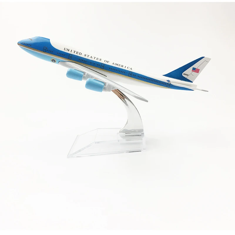 16Cm 1:400 Us Air Force One B-747 Modello Di Aeroplano Commerciale In Lega E Display In Plastica Serie Regalo Per Adulti Da Uomo