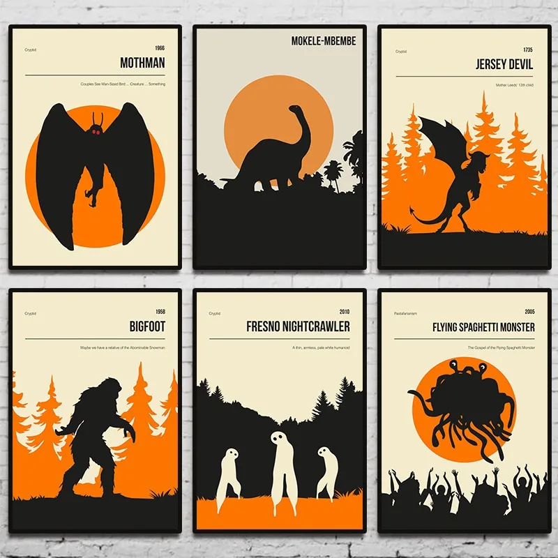 Cryptid Cryptozoology Poster World Of Warcraft Monster Popular Science Book Cover Canvas Painting Wall Art Studio Room Home Decor