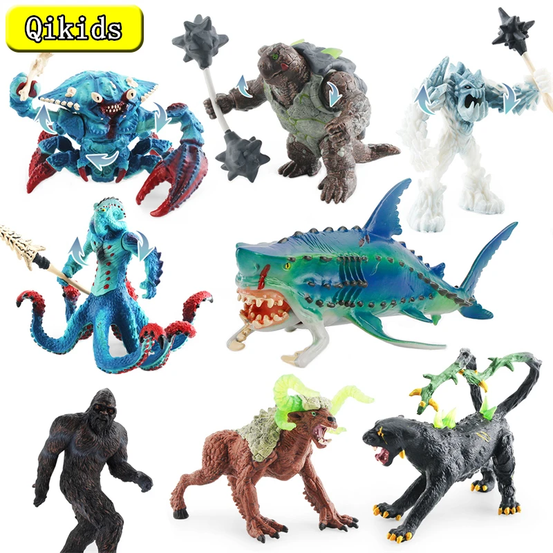 Action Figures Marine Green Crab Monster Octopus Mitologia Figurine Di Animali Ice Troll Warcraft Warrior Plastica Giocattolo Per Bambini Regalo