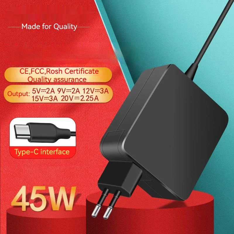 Caricabatterie Adattatore Ca Per Laptop Di Tipo C 20V 2.25A Per Asus Chromebook C214Ma C433Ta C213Sa Ct100Pa C434T C302 C203 C203X C523N C423N