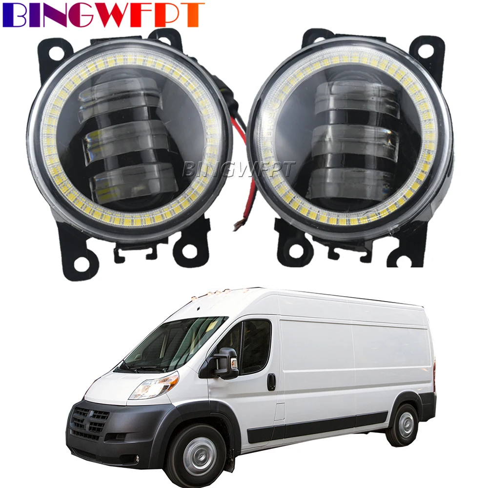 Nuovo 2 Pezzi Paraurti Anteriore Per Auto Led Angel Eye Fendinebbia Assembly Angel Eye Daytime Running Light Drl H11 12V Per Dodge Promaster