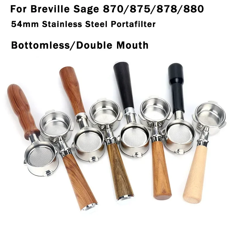 54Mm Per Breville Sage 870/875/878/880 In Acciaio Inox Senza Fondo/Doppio Beccuccio Caffè Portafiltro Modificato Strumento Filtro Maniglia