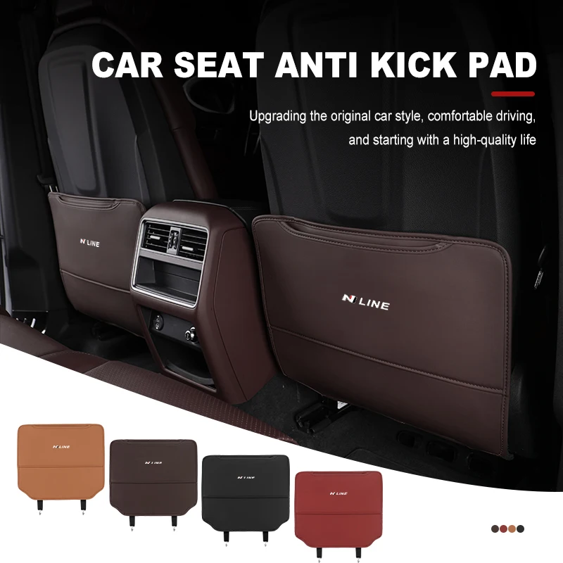 2 Pezzi In Pelle Per Auto Anti-Kick Pad Auto Seat Back Protector Mats Per Hyundai N Line I30 I20 Sonata Accent Tucson Elantra Azera