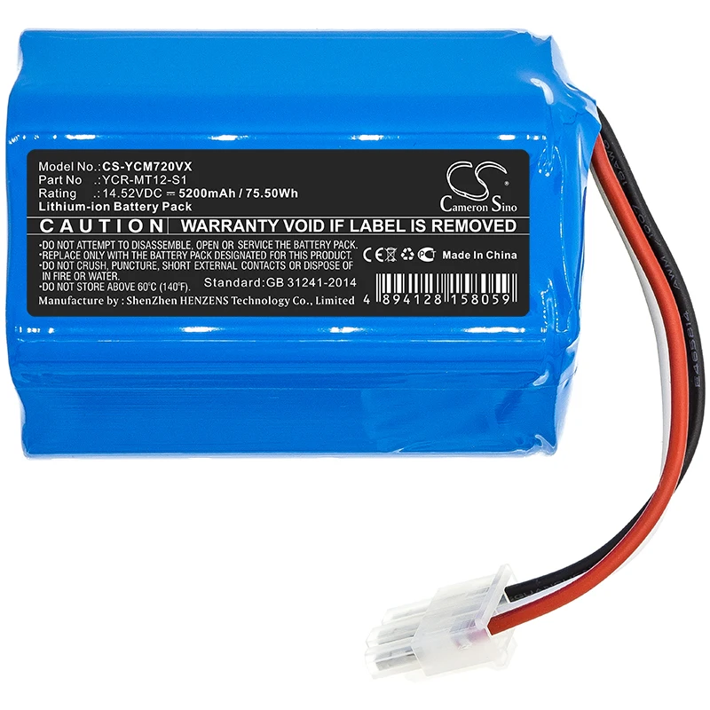 Batteria Sottovuoto 5200Mah Per Iclebo Omega O5 Ycr-M07-20W Xic013 Ycr-Mt12-S1 Miele Scout Rx2 120 Scout Rx3 120 Ycr-Mt12