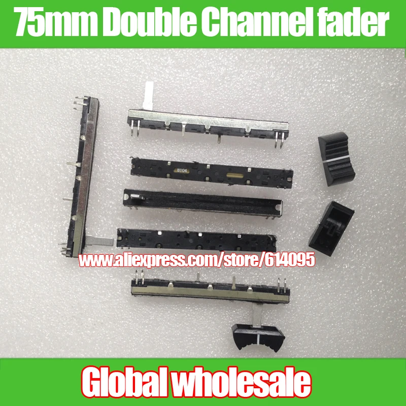 5Pcs 75Mm Black Slide Potenziometro Fader A20K B100K/ Mixer Stereo Fader A203 B104/Può Sostituire Per Panasonic Fader