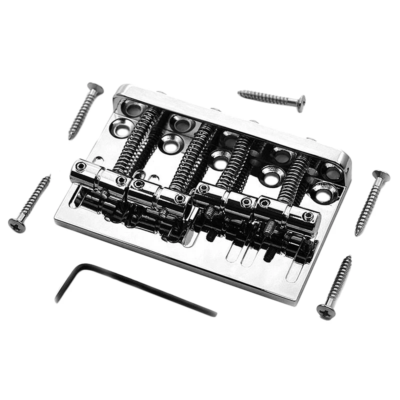 4 Stringa Hardtail Chitarra Ponte Per Fender Precision Jazz Bass Pb Jb Style Bass, Chrome