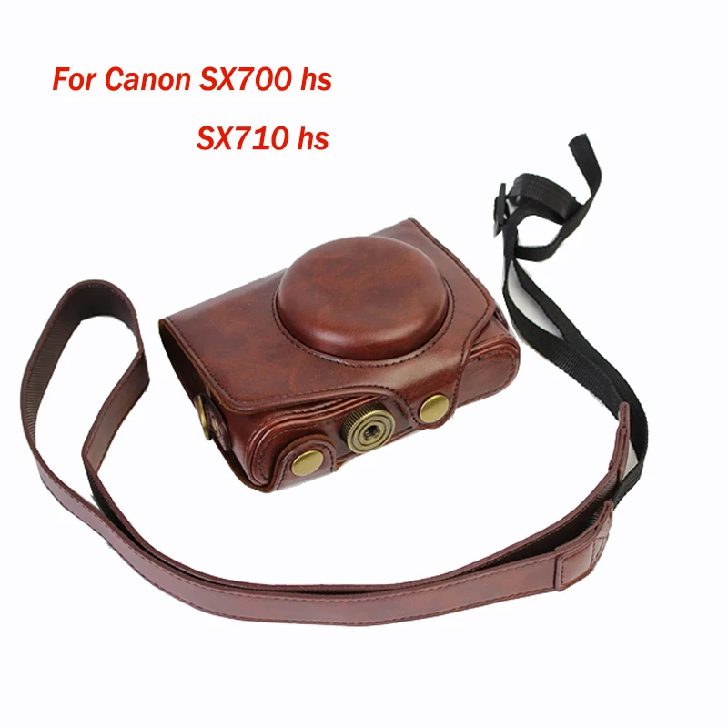Cuoio Camera Case Borsa Per Canon Powershot Sx700 Hs Sx710 Hs Digital Copertura Custodia Con Tracolla