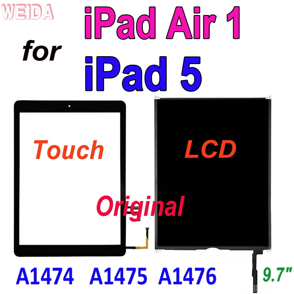 Display Lcd Originale Da 9.7 "Ipad 5 Per Ipad Air 1 A1474 A1475 A1476 Display Lcd Touch Screen Digitizer Per Ipad Air 1 Ipad5 Lcd Ipad Air