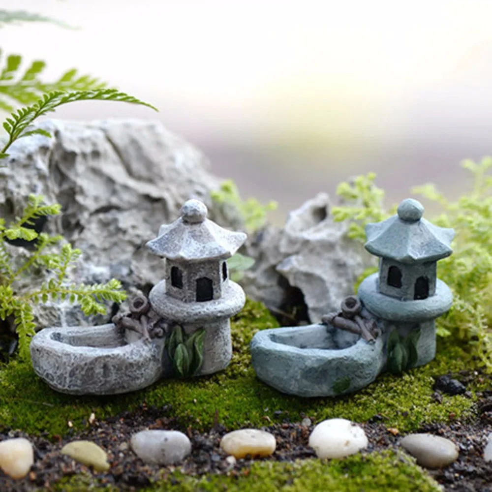 New Vintage Artificial Pool Tower Miniature Fairy Garden Home Houses Decor Mini Craft Micro Accessorio Paesaggistico All'Ingrosso