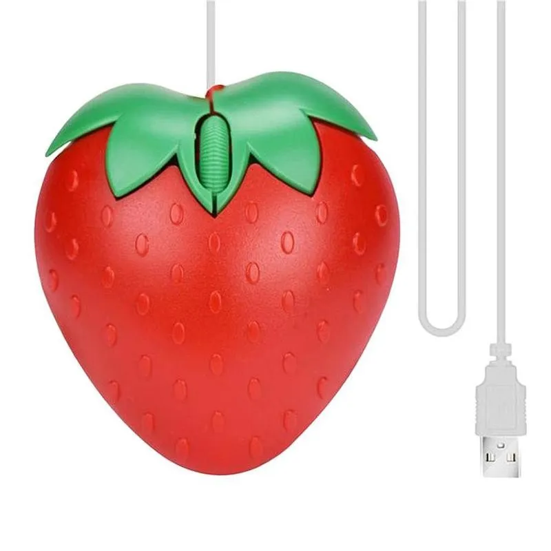 3D Mini Simpatico Cartone Animato Fragola Mouse Cablato Mouse Ottico Usb Per Computer Portatile Gamer Girl Fragola Computer Mouse Gaming