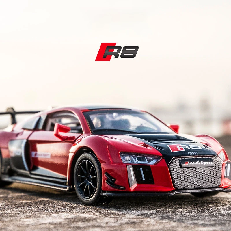 1:32 Audi R8 Racing Car Free Wheeling High Light Sport Racing Car Model Toy Diecast Metal Alloy Car Model Gift