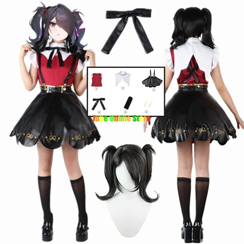 Neughty Girl Explosion Abyss Costume Cosplay Parrucca Anime Game Ame Abyssoning Angle Dokuro Chan Cosplay Set Gonna In Pelle Nera
