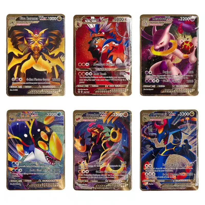 New Pokemon Metal Card Greninja Miraidon Rayquaza Vstar 3800 Hp Pokemon Golden English Iron Cards Kid Gift Game Collection Cards