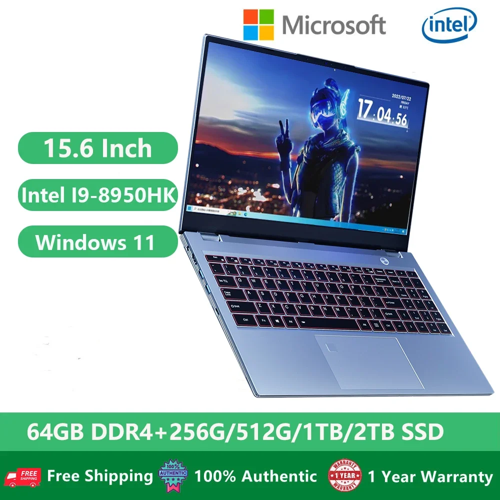 Gaming I9 Laptop Notebook Da Ufficio Computer Desktop Pc Windows 11 15.6 "Intel I9-8950Hk 64Gb Ram Dual Ddr4 M.2 Porta Rj45