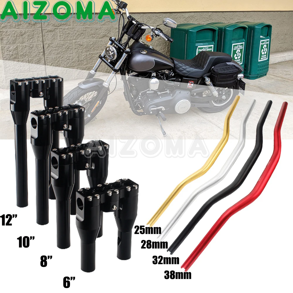 Barra A T In Stile Clug Club 25Mm 1 "Manubrio Riser Manubrio Supporto Calibro 6"-12 "Per Harley Dyna Sportster Softail Chopper Cafe Racer