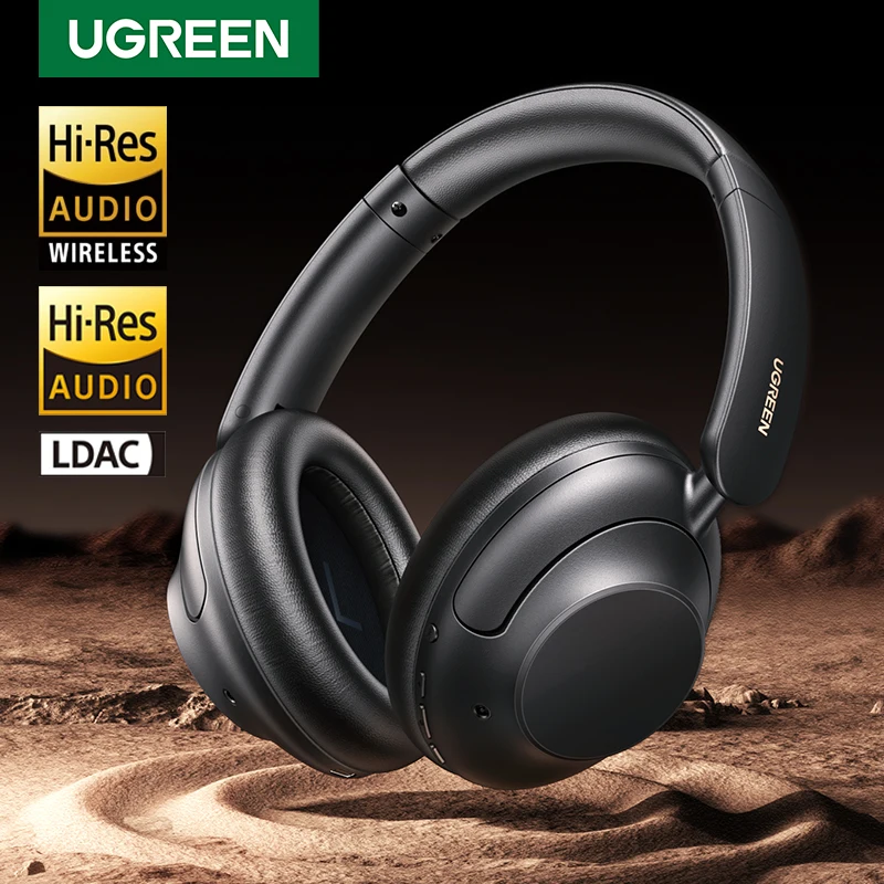 Ugreen Hitune Max 5 Hybrid Active Noise Cancelling Cuffie Wireless Over Ear Cuffie Bluetooth 90H Playtime Hi-Res Audio
