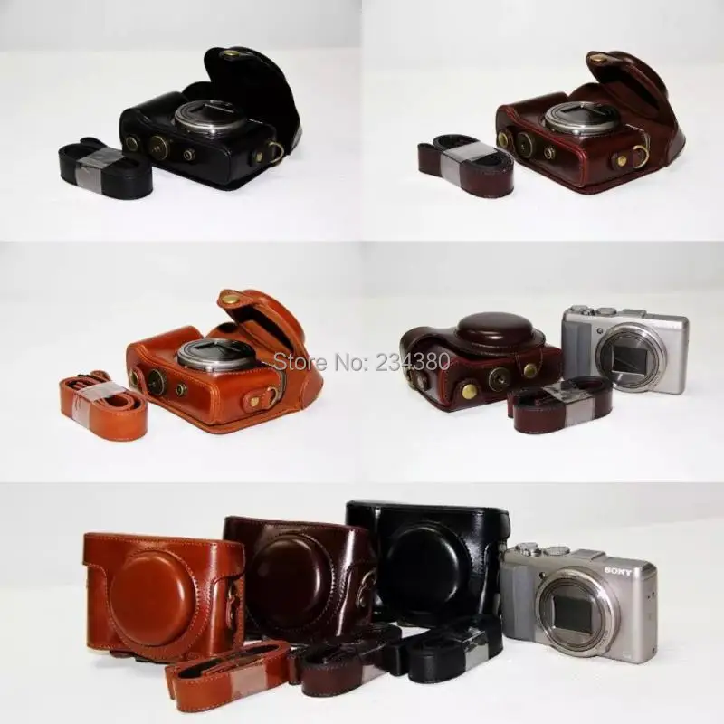 Custodia In Pelle Camera Bag Tracolla Per Sony Cyber-Shot Dsc-Hx60 Dsc Dsc-Hx50V Hx30 Hx50V Hx60 No Logo Nero Marrone Caffè