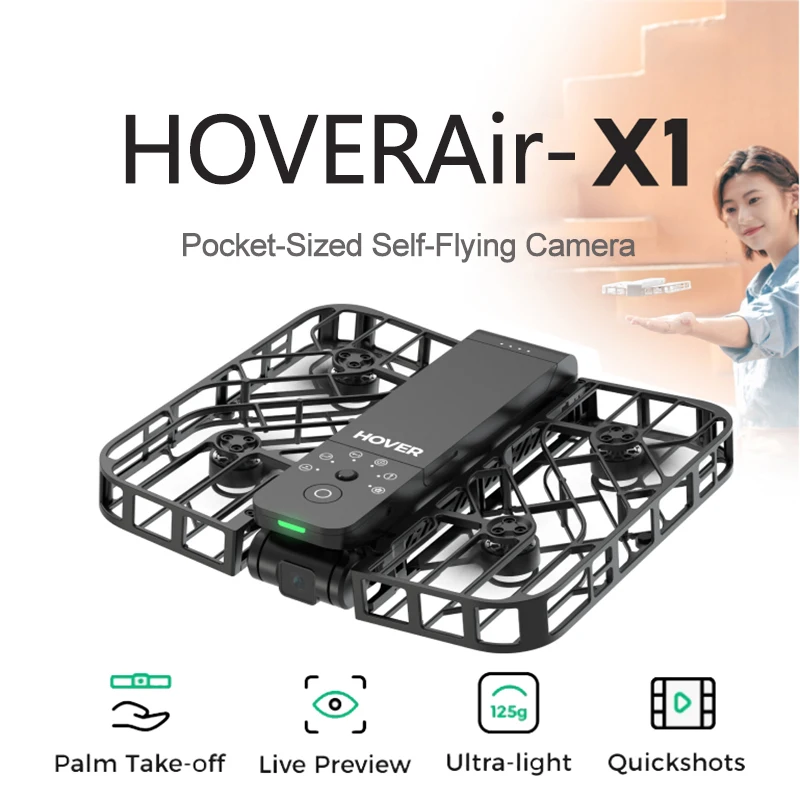 Hoverair X1 Flying Camera Tascabile Ultraleggero Pieghevole Portatile Sblocca Scatti Avanzati Dronie View Mini Drone