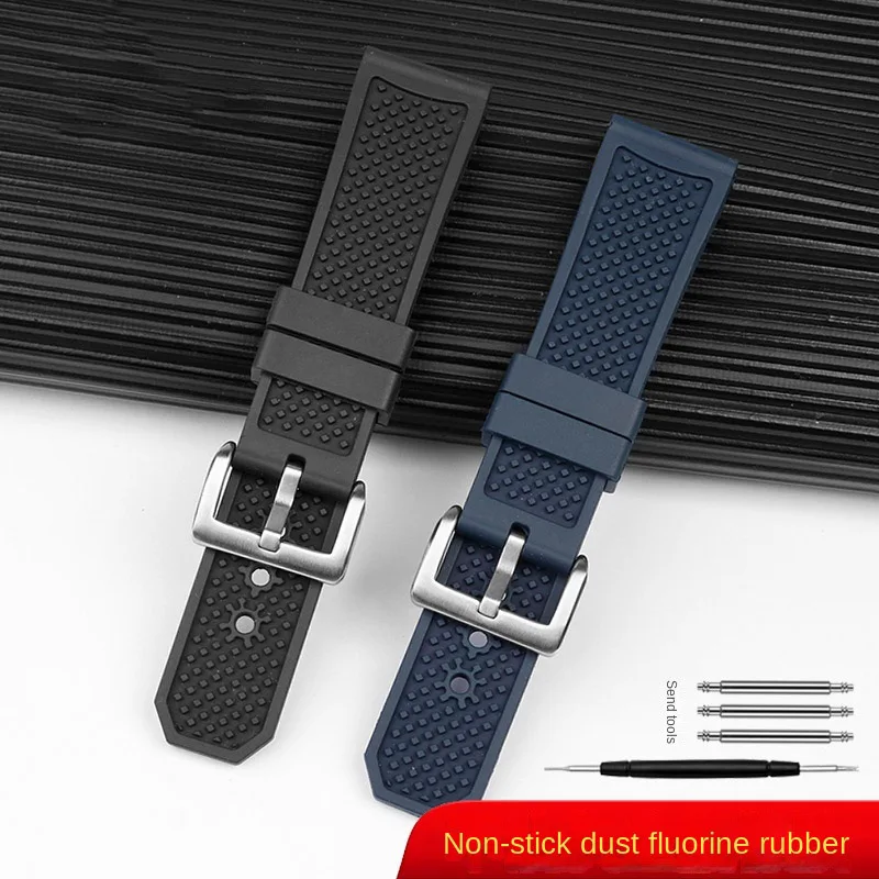 Per Cartier Caliber London Tank Strap W7100056/Muslimb/W7100041/7100015 Man Cinturino In Silicone Gomma Fluorurata 23Mm 24Mm