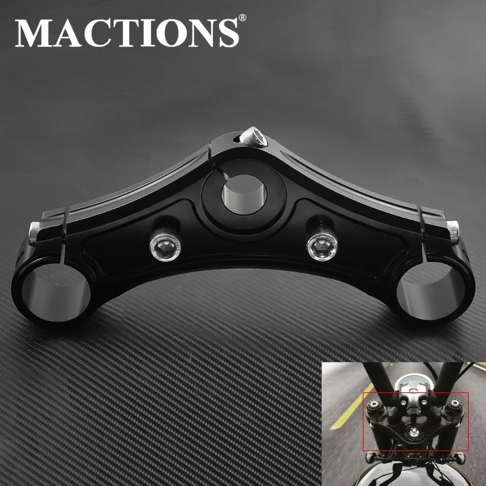 Moto Top Triple Fascette Gloss In Alluminio Nero Per Harley Sportster Quaranta Otto W/ Riser Fori 2010-2014 2015