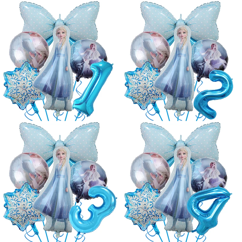 Big Bow Frozen Elsa Foil Compleanno Palloncini Set Disney Frozen Anna Olaf Palloncini Decorazione Accessori Elsa Princess Balloon