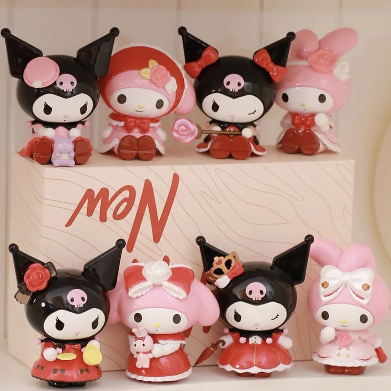 Sanrio Rose & Piaget Collection Cartoon Blind Box My Melody Kuromi Kawaii Anime Ornaments Perimetrale Figure Model Gift Toys