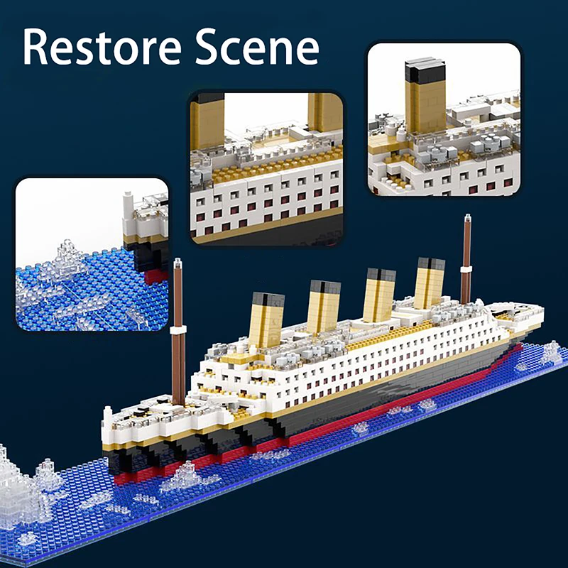 Titanic Micro Mini Building Blocks Set, 1860Pcs Titanic Toy Ship Model Building Bricks, 3D Puzzle Set Giocattoli Educativi Fai Da Te