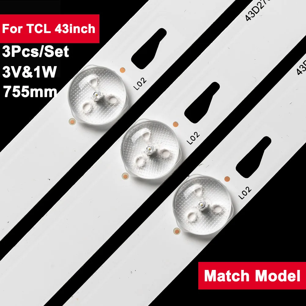 755Mm 3 Pz/Set 3V Tv Led Striscia Di Retroilluminazione Per Tcl 43 Pollici Muslimate 43 A9000 43 D2700 Muslimate