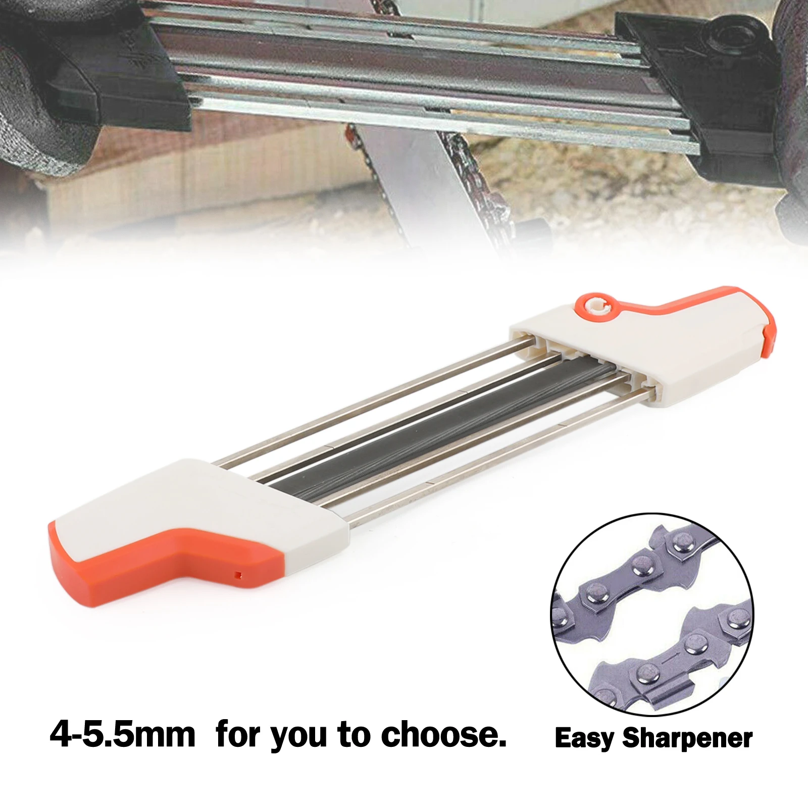 Areyourshop 4Mm / 4.8Mm / 5.2Mm /5.5Mm 2 In 1 Easy Chainsaw File Affilacoltelli Kit Pietra Per Affilare Per Stihl