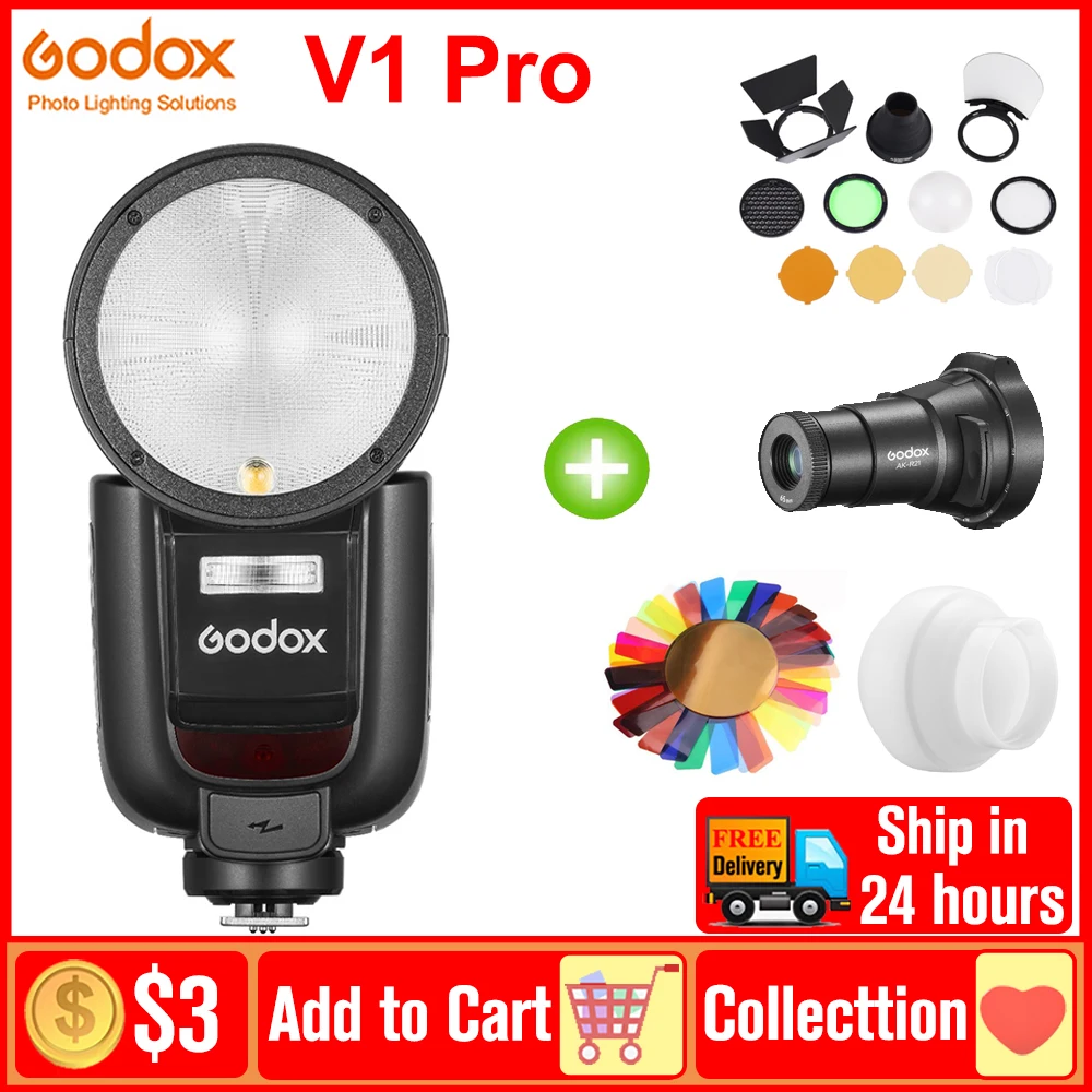 Godox V1Pro V1 V1-C V1-N V1-S V1-F Pro Ttl Li-Ion Round Head Camera Flash Wireless Speedlight Per Canon Sony Nikon Fuji Olympus