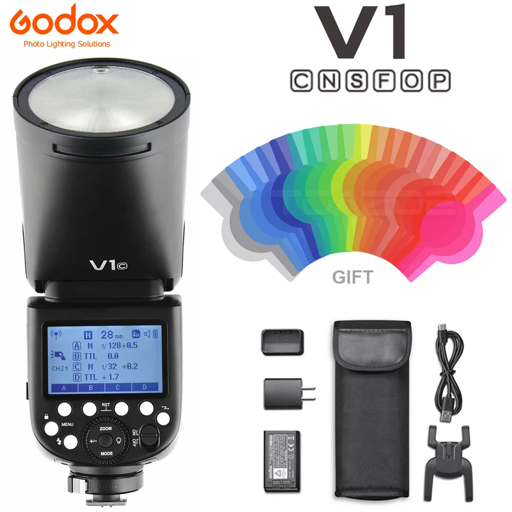 Godox V1 Flash V1C V1N V1S V1F V1O V1P Ttl 1/8000S Hss Lithium Battery  Speedlite Flash For Canon Nikon Sony Fuji Olympus Pentax