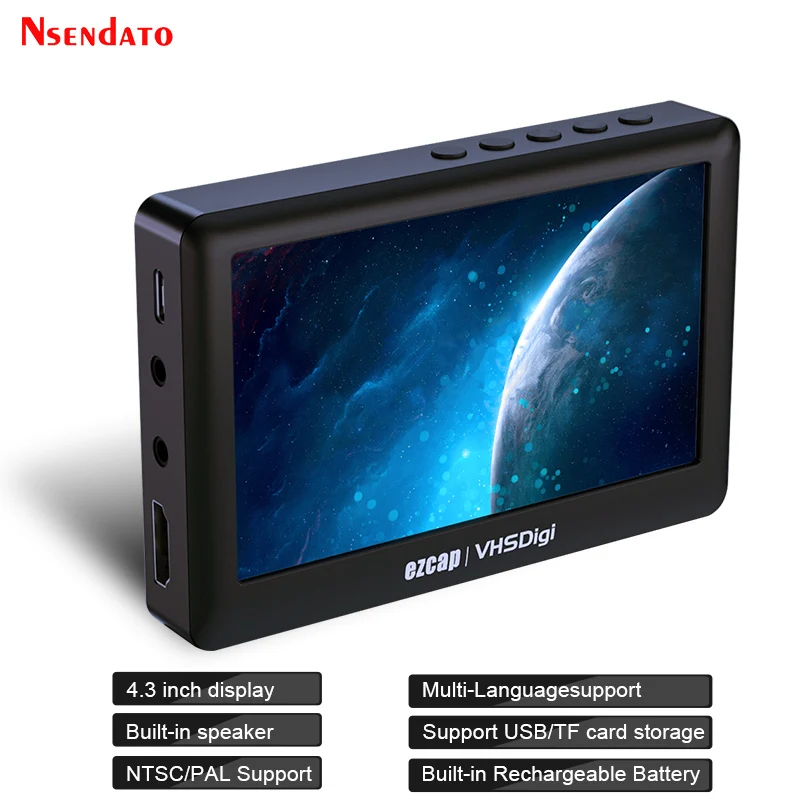Ezcap180 Videoregistratore Av Da 4.3 Pollici Conversione Da Analogico A Digitale Registrazione Acquisizione Video Da Vhs Vcr Rca Hi8 Videocamera Letto