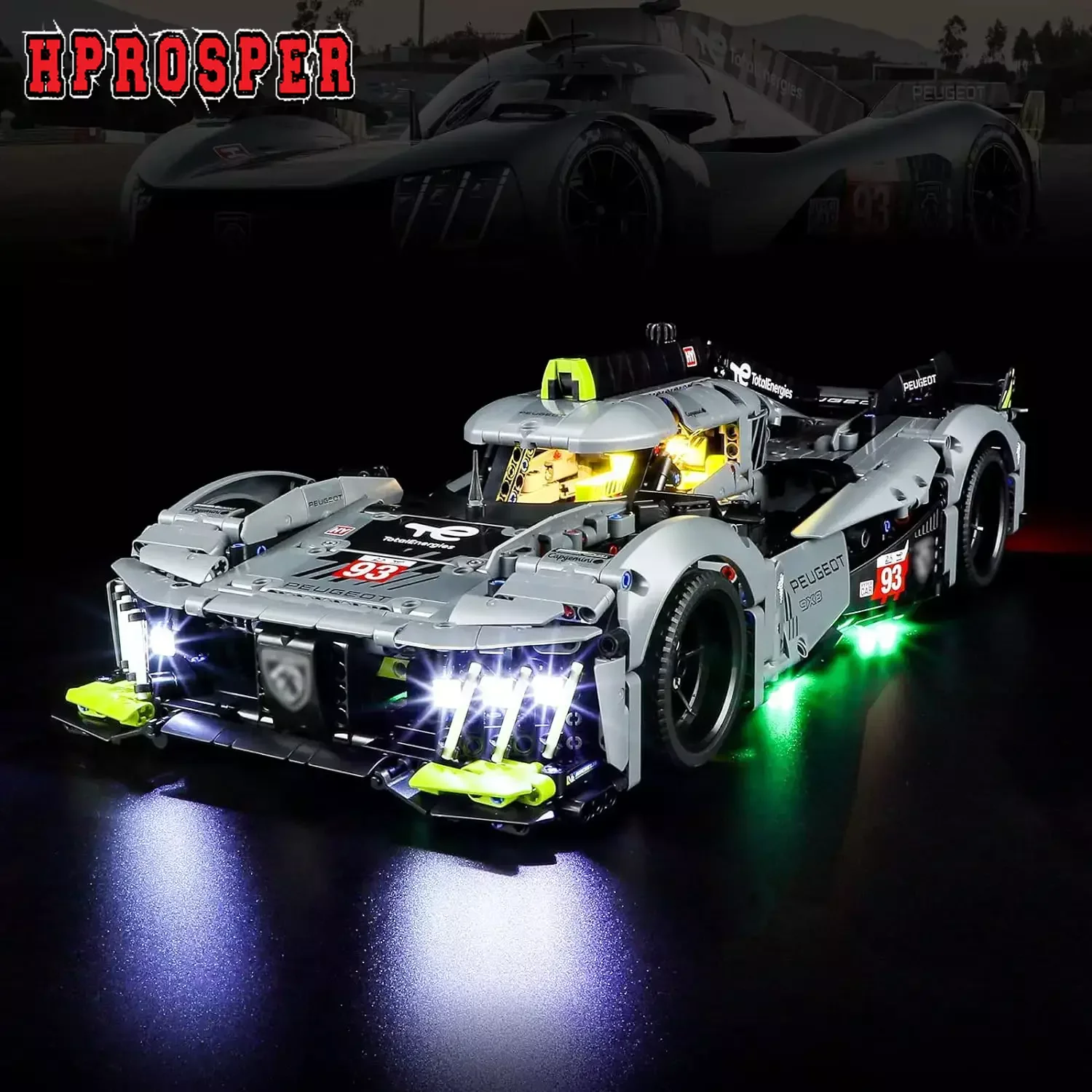 Hprosper Luci A Led Per Technic 42156 Peugeot 9 X8 24H Le Mans Hybrid Hypercar Racing Car (Non Includere Il Set Di Blocchi Di Costruzione Lego)