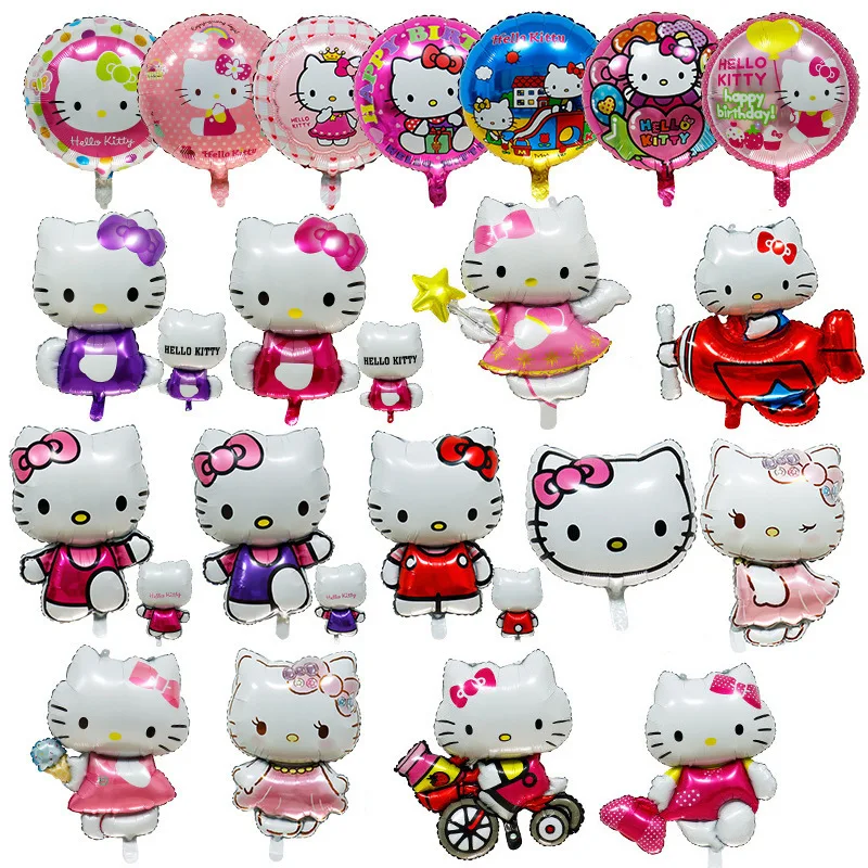 Kawaii Sanrio Cartoon Angel Hello Kitty Set Di Palloncini In Lattice Kids Girl Cat Balloon Happy Birthday Party Baby Shower Decoration Toy