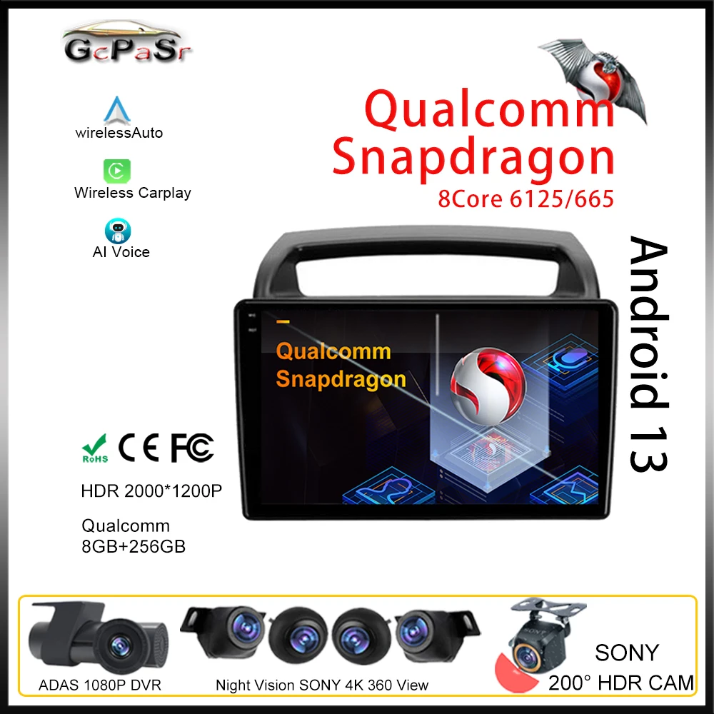 Qualcomm Per Kia Carnival Vq Vq 2006 - 2014 Android Auto Car Radio Player Stereo Autoradio Gps Video Wifi Navigazione No 2Din Dvd