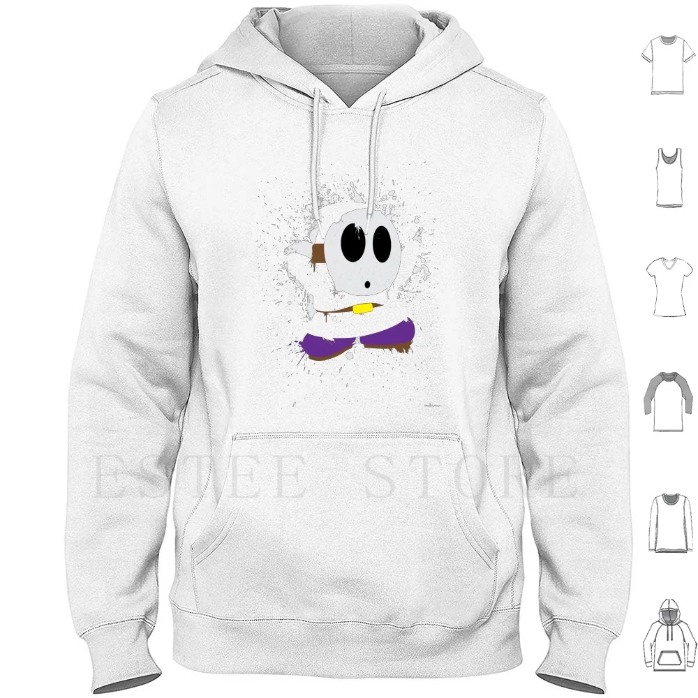 Splattery Shy Guy Style 1 Felpa Con Cappuccio Manica Lunga Gaming Super Shy Guy Yoshi Yoshis Island Red Nes Snes Super World Shyguy