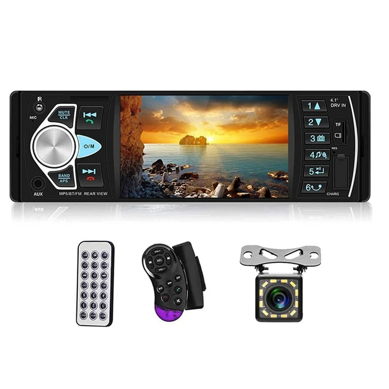 Autoradio 1 Din Stereo Lettore Mp5 Bluetooth Fm Usb Autoradio 4022D Con Fotocamera A 12 Luci