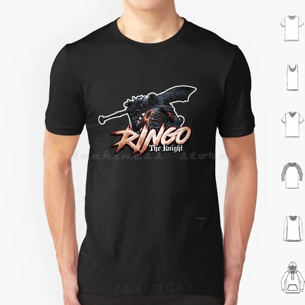 Ringo The Knight T Shirt 6Xl Cotton Cool Tee Dark Souls Knight Great Sword Monster Neat Black Fire Skeleton Skull Fight Ultra