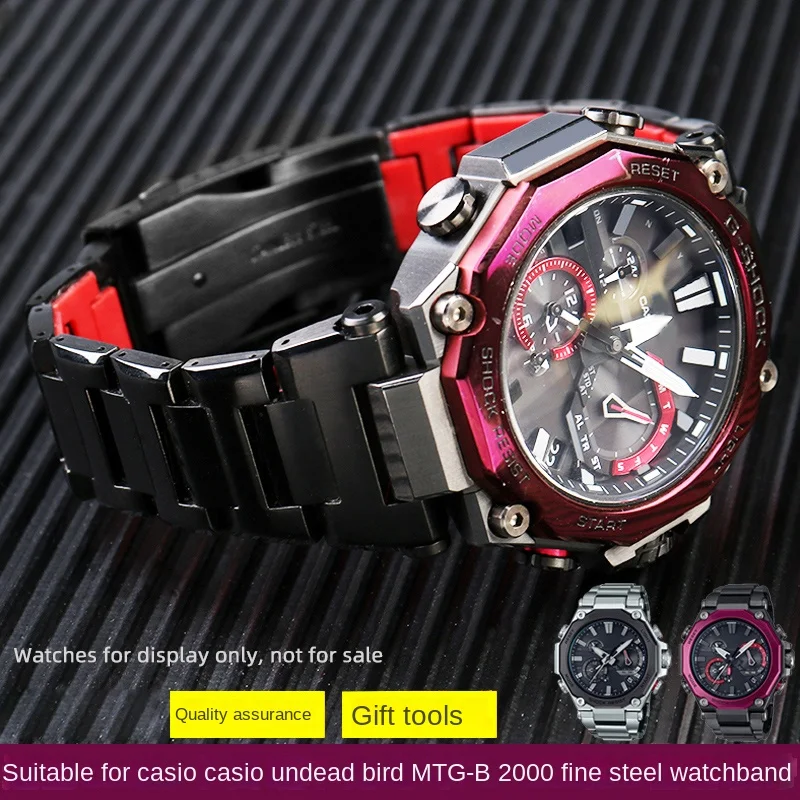 Cinturino In Metallo Mtg B2000 Per Cinturino Casio Mtg-B2000 G-Shock B2000 Cinturino In Acciaio Inossidabile Solido Con Fondo Rosso Kit Mod Catena In 