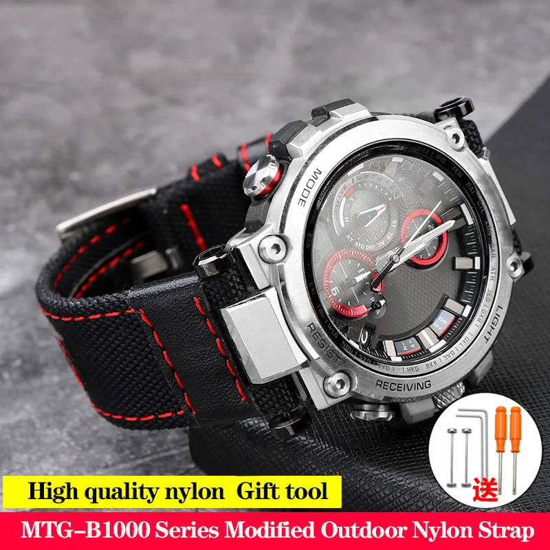 Cinturino In Pelle Di Tela Di Nylon Modificato Mtg B1000 Per G-Shock C-Asio Orologio Mtg-B1000 Serie Sport All'Aria Aperta Cinturino Per Uomo