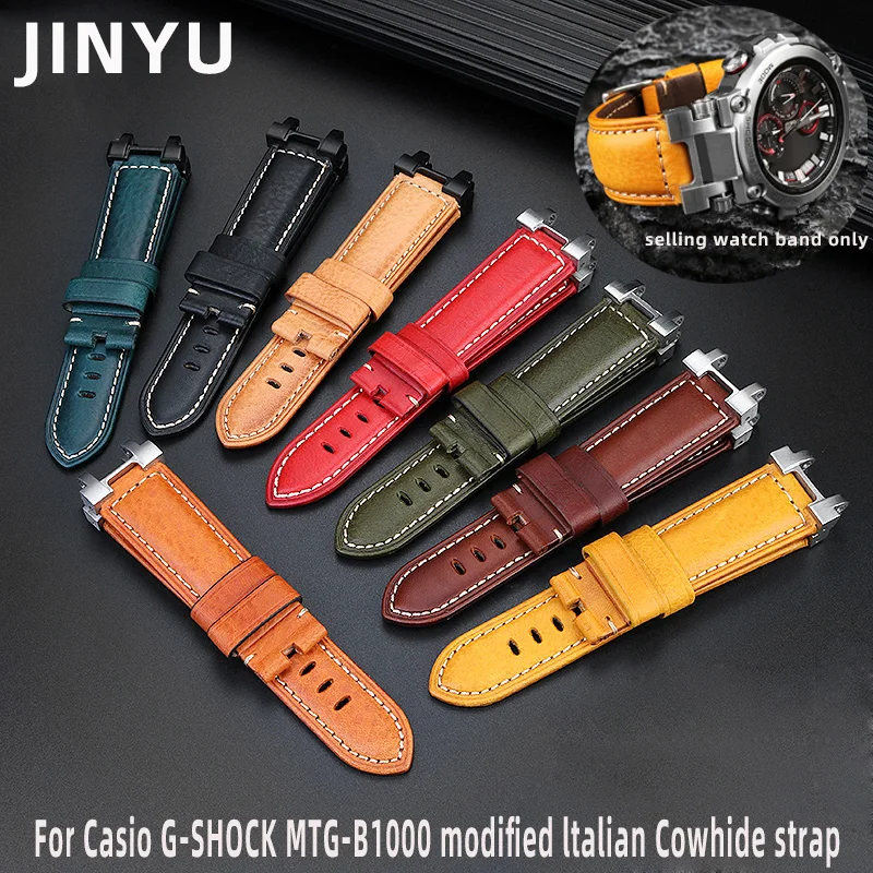 Cinturino In Vera Pelle Modificato Per Casio G-Shock Italia Cinturino In Pelle Bovina Mtg-B1000 Mtg-G1000 Modificato Accessori Da Uomo 24Mm