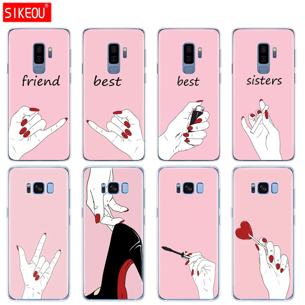 Custodia In Silicone Per Samsung Galaxy S9 S8 S7 S6 Edge S5 S4 S3 Plus Cover Per Telefono Best Friend E Best Sisters Pink
