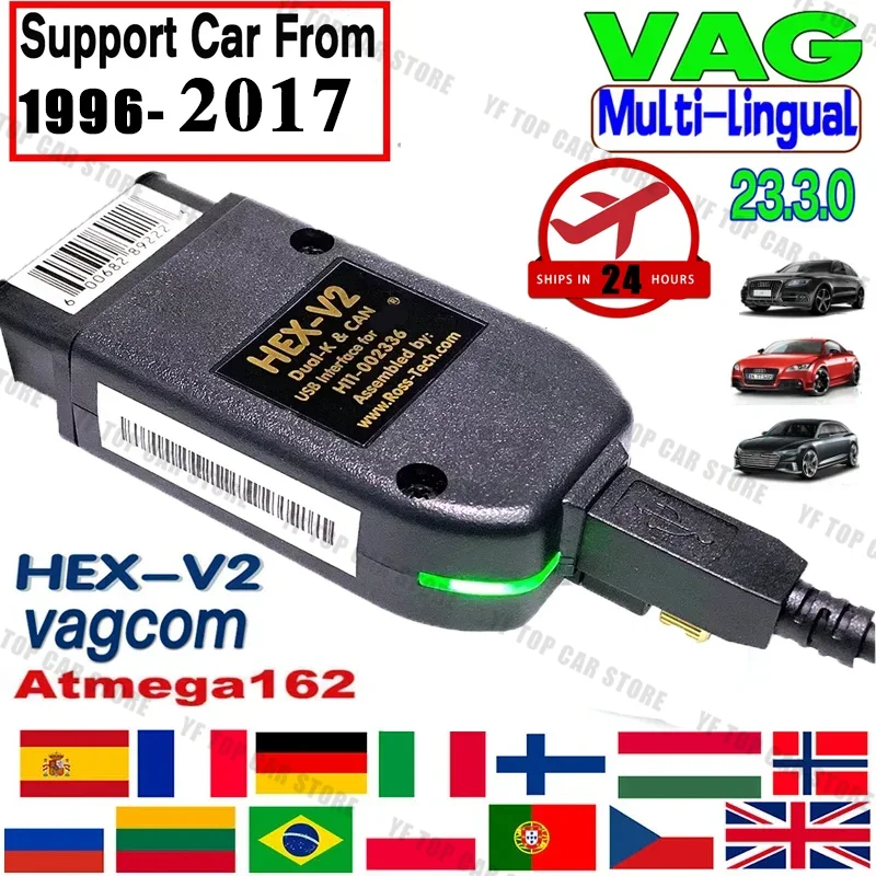 Newly V23.3.1 Scanner Hex V2 Vagcom Vag Com 23.3 Interfaccia Tester Elettrici Per Vw Per Audi Skoda Seat Atmega162 + 16 V8 + Ft232Rq