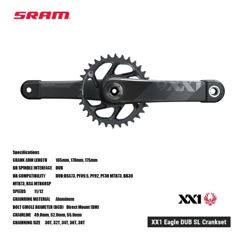 Sram Xx1 Eagle Dub Sl Axs Guarnitura Sram Carbon Tuned Crank Technology Fornisce Rigidità Estrema E Peso Leggero